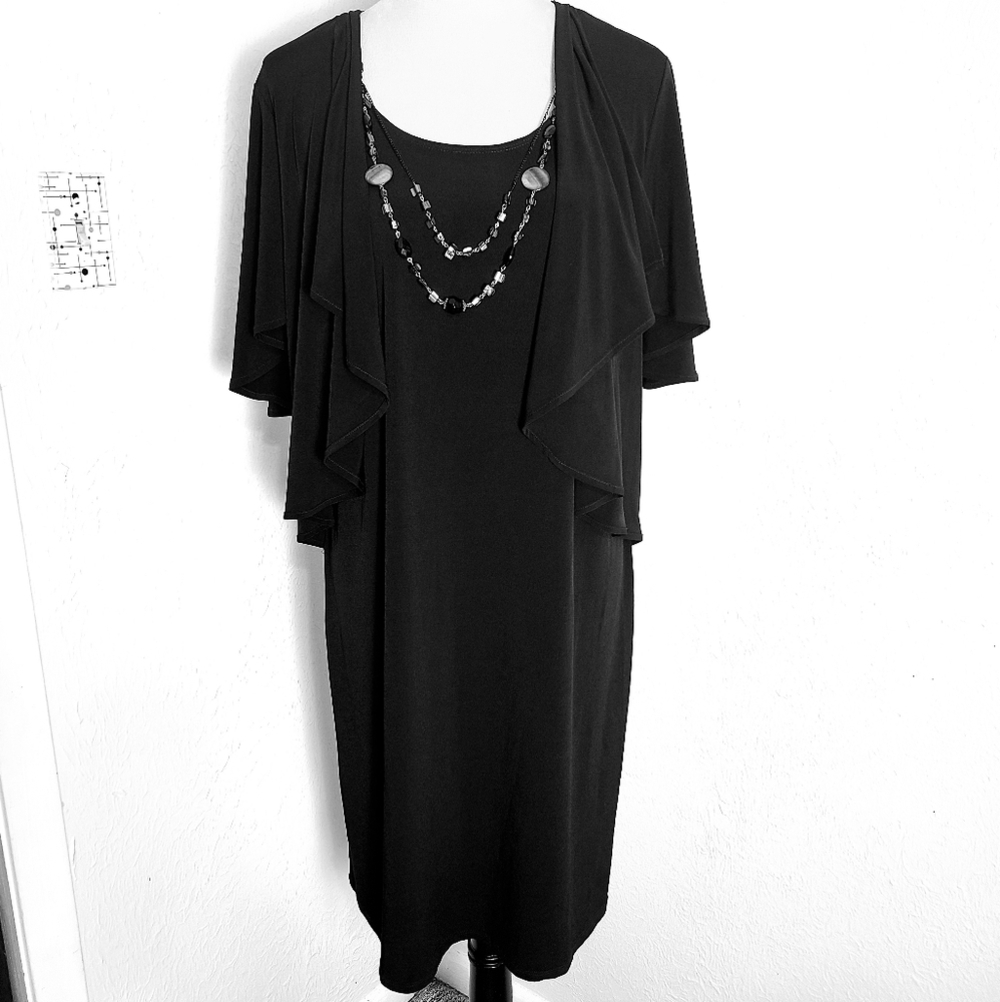 Another Thyme Elegant Black Dress with Necklace, Size 14